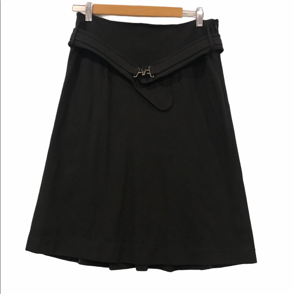 Club Monaco Belted Skirt with Ruffle Black Size 8